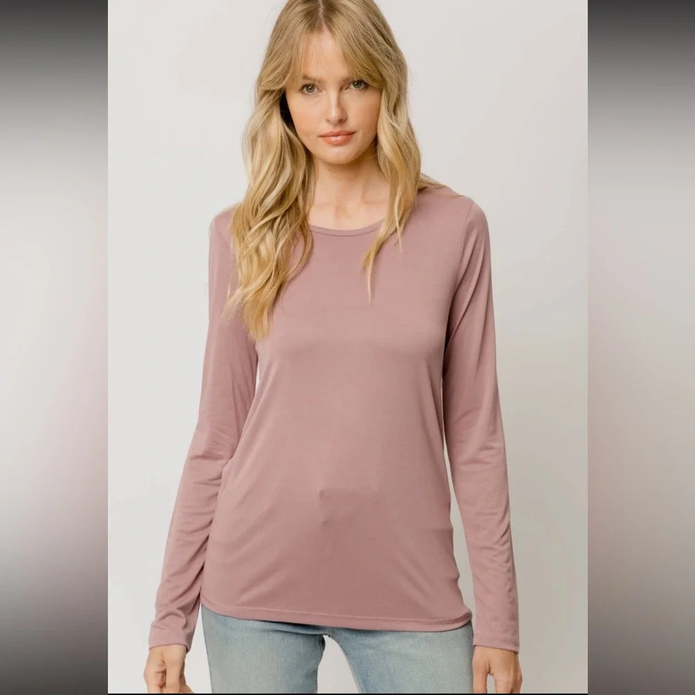 🆕Modal Long Sleeve Slim Top Mauve S,M, L Availabel - Picture 4 of 4